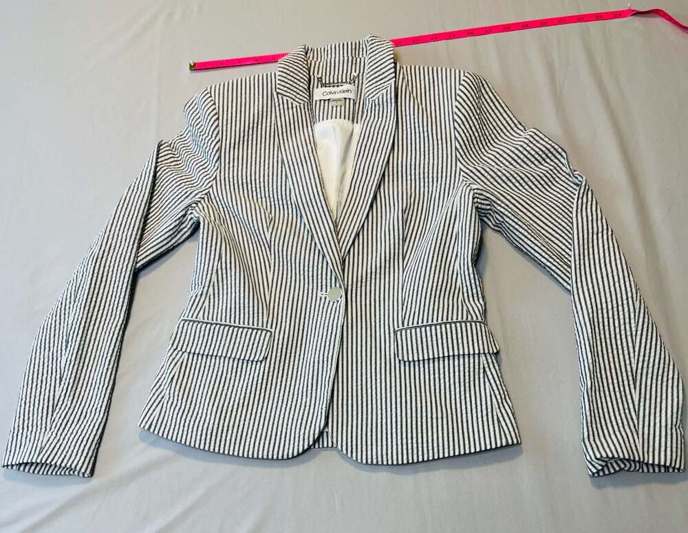 Calvin Klein Women's Black and White Pinstripe Blazer